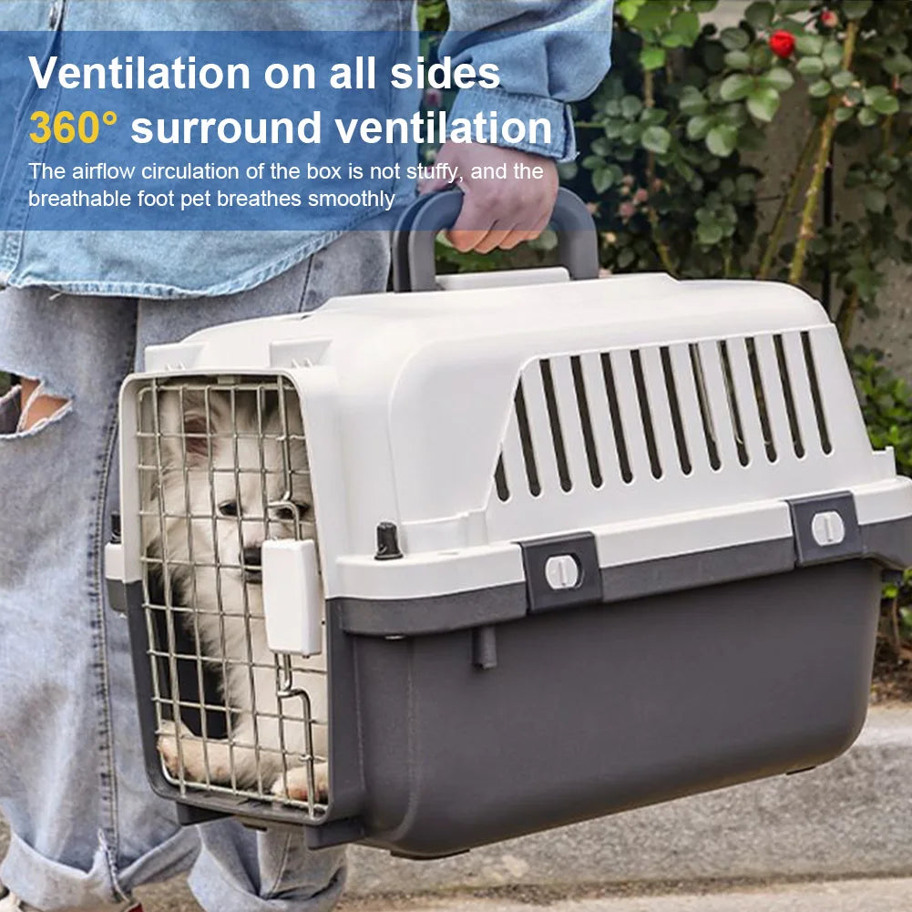 Pet Carrier Airline-Friendly Pet Trolley Case Portable Dog Cat Cage Big Dogs Crates Travel Kennel Airline Wire Door Pets Air Box