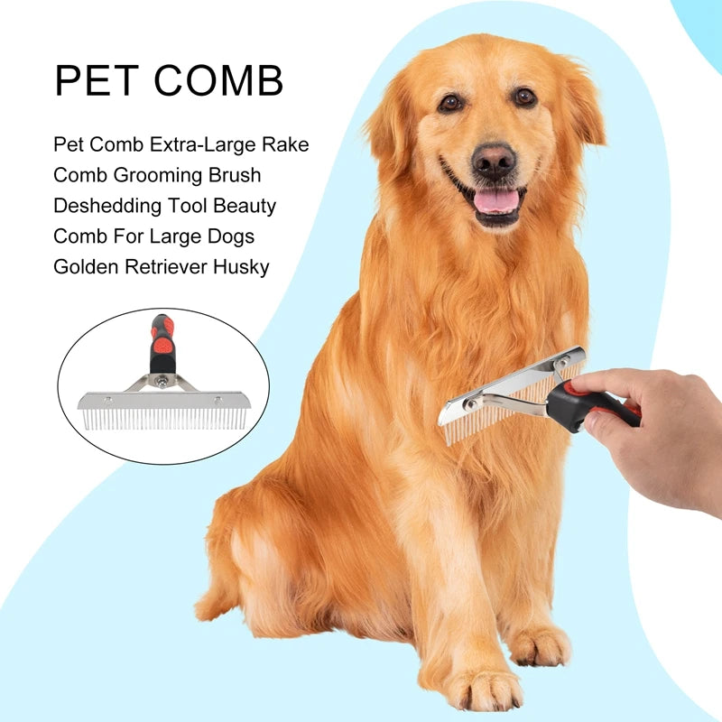 Pet Comb Extra-Large Rake Comb Grooming Brush Deshedding Tool Beauty Comb For Large Dogs Golden Retriever Husky