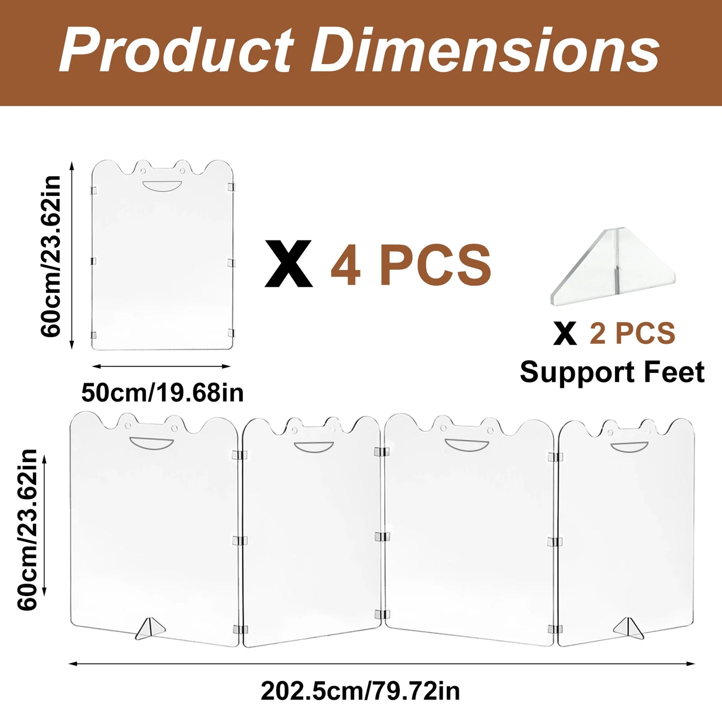 Folding Clear Dog Gate 4/6-Panel, Transparent Indoor Pet Barrier with Handles for Small Dogs Hallways