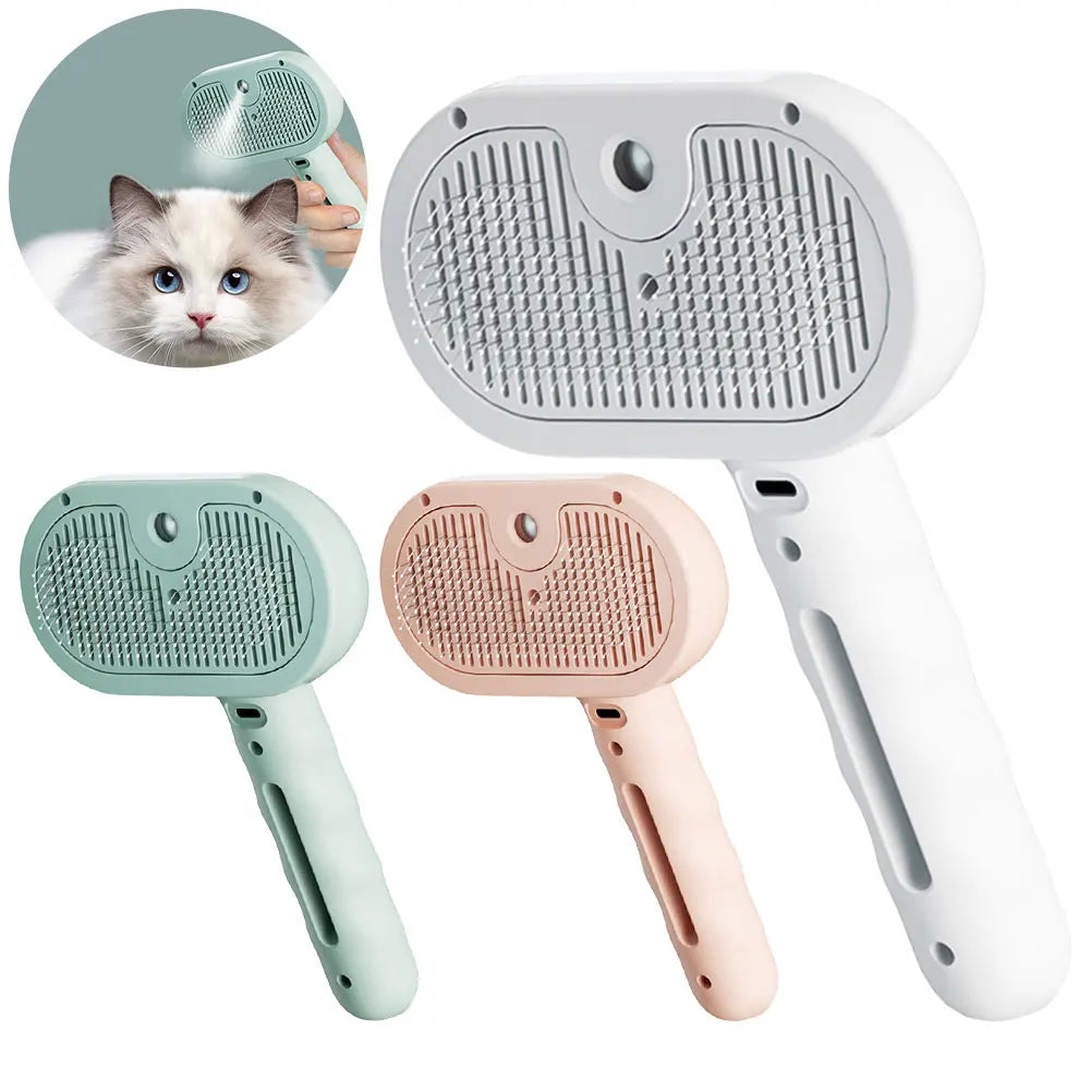 3 in 1 Cat/Dog Steam Brush, Grooming Brush with Release Button, Brush Pet Hair, Cleaning Brush Comb for Cats Dogs Small Animals