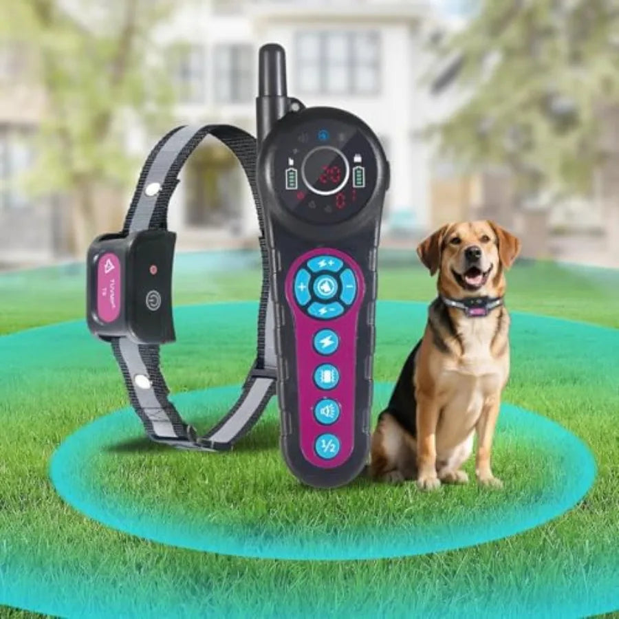 Dog Wireless Fence Training Collar: Outdoor Perimeter Containment System, Waterproof ABS Plastic, Black, 2-in-1 Rechargeable