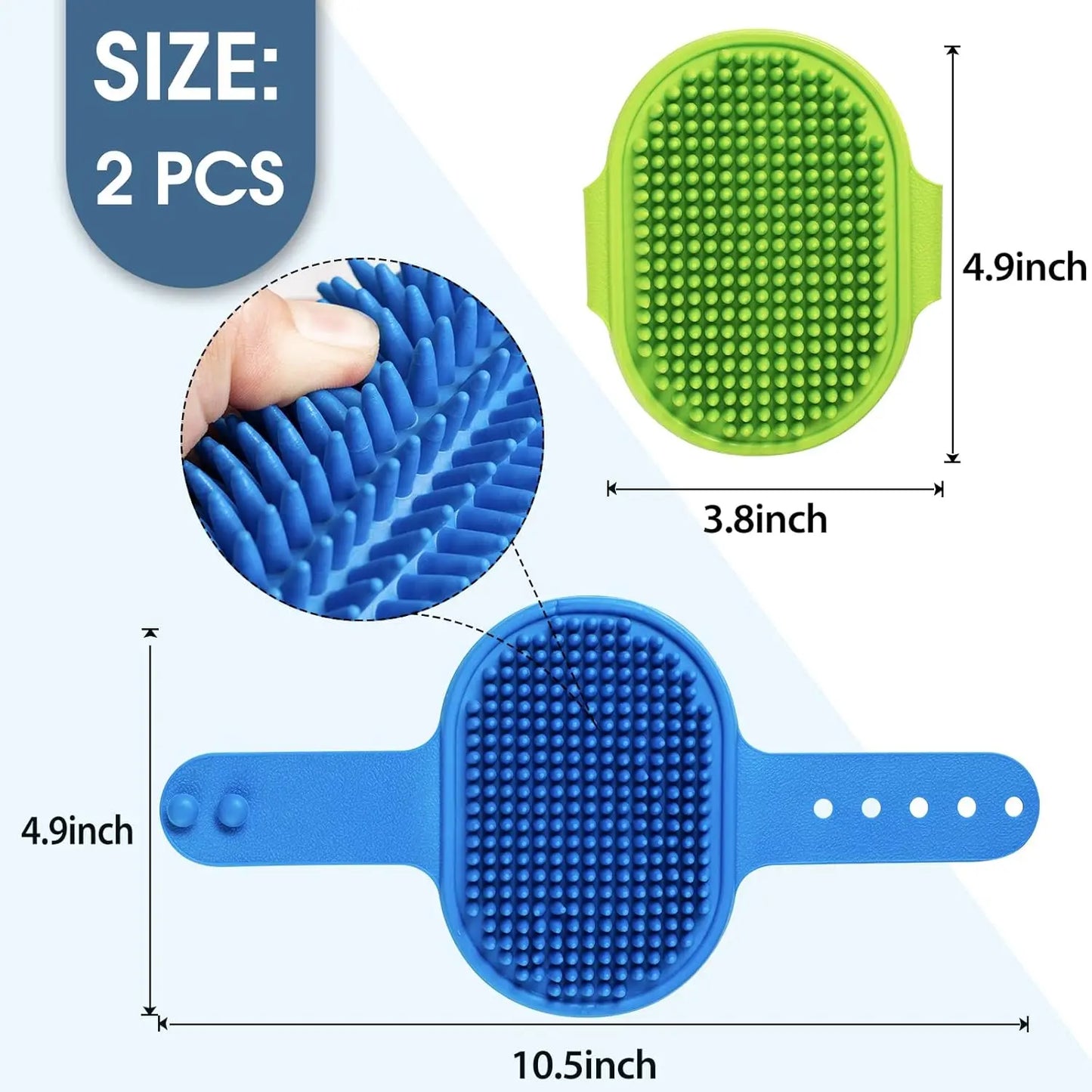 Pet Grooming Brush, 2-Pack Dog Bath Brush with Adjustable Handle, Soft Rubber Massage Comb for Dogs & Cats