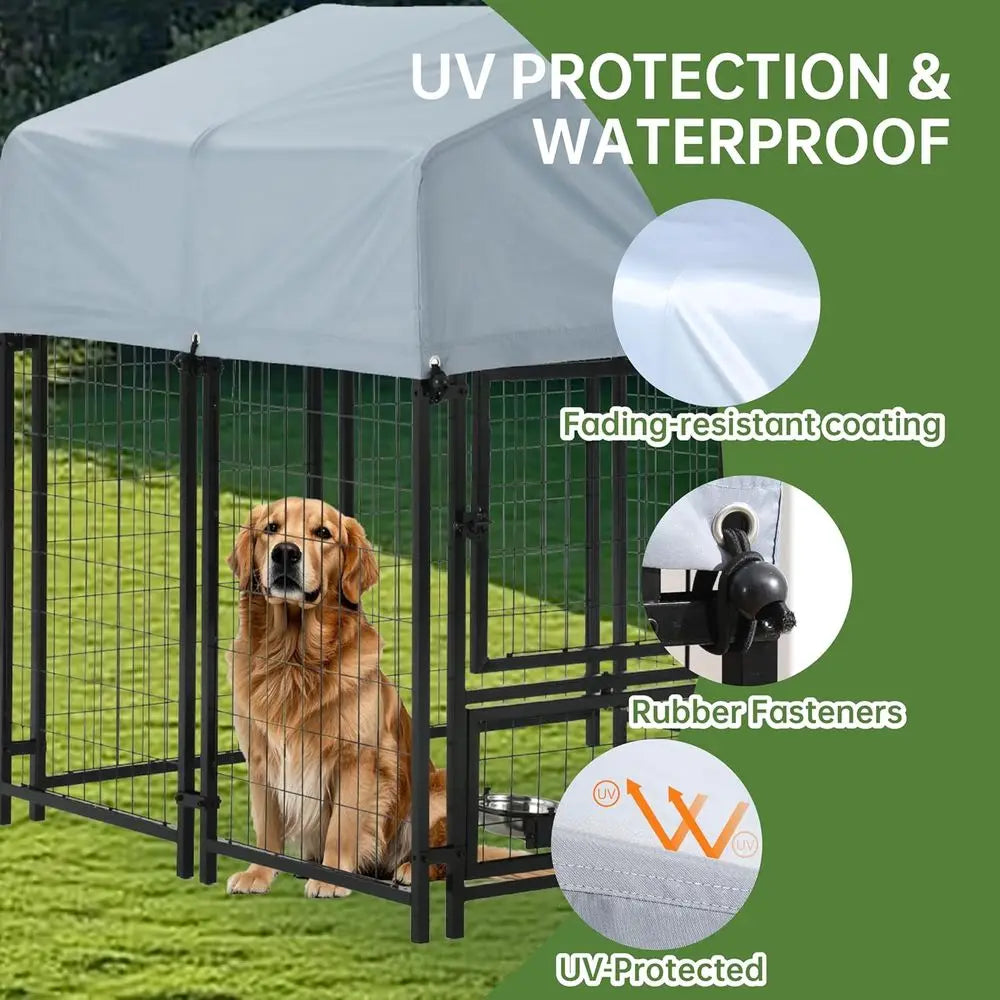 Outdoor Dog Enclosure, Heavy Duty Dog Kennel,  Dog Big Cage,  Steel fence with Secure Lock and UV-Resistant