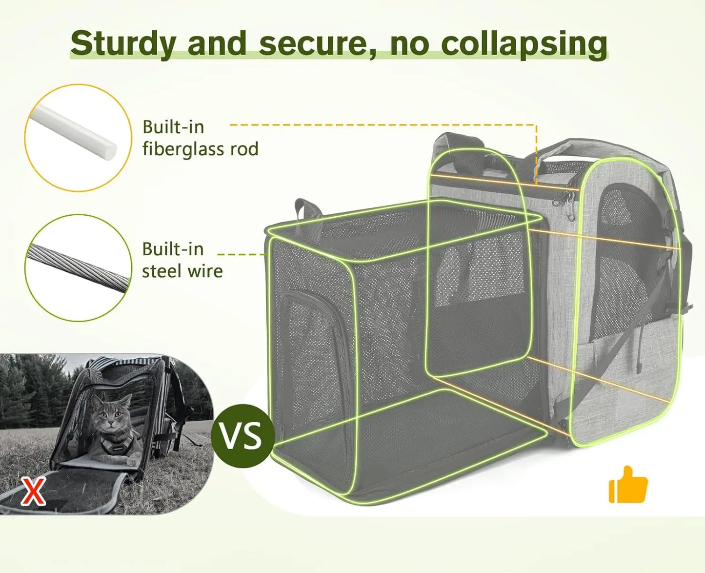 Cat Backpack Carrier Expandable, Pet Backpack for Cats Dogs Up to 15lbs, 4-Side Breathable Mesh, Lockable Zippers for Travel