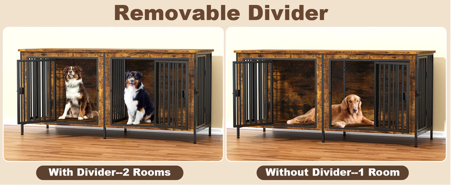 Heavy Duty Dog Crate Furniture for 1/2 Dogs,Multi-Functional Dog Kennel Table as TV Stand/Plant Stand,for Small Medium Large Dog