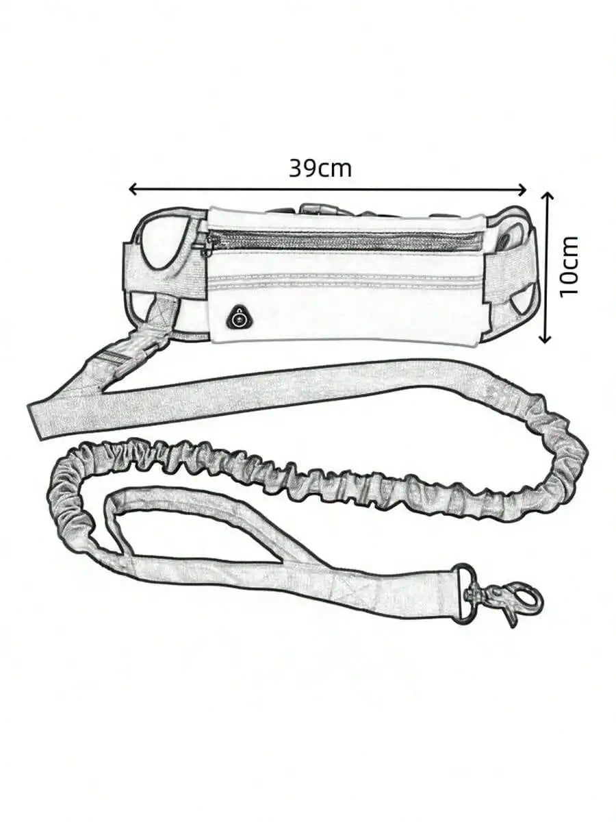 Elastic Tactical Waist Dog Leash, Impact Resistant for Running Walking