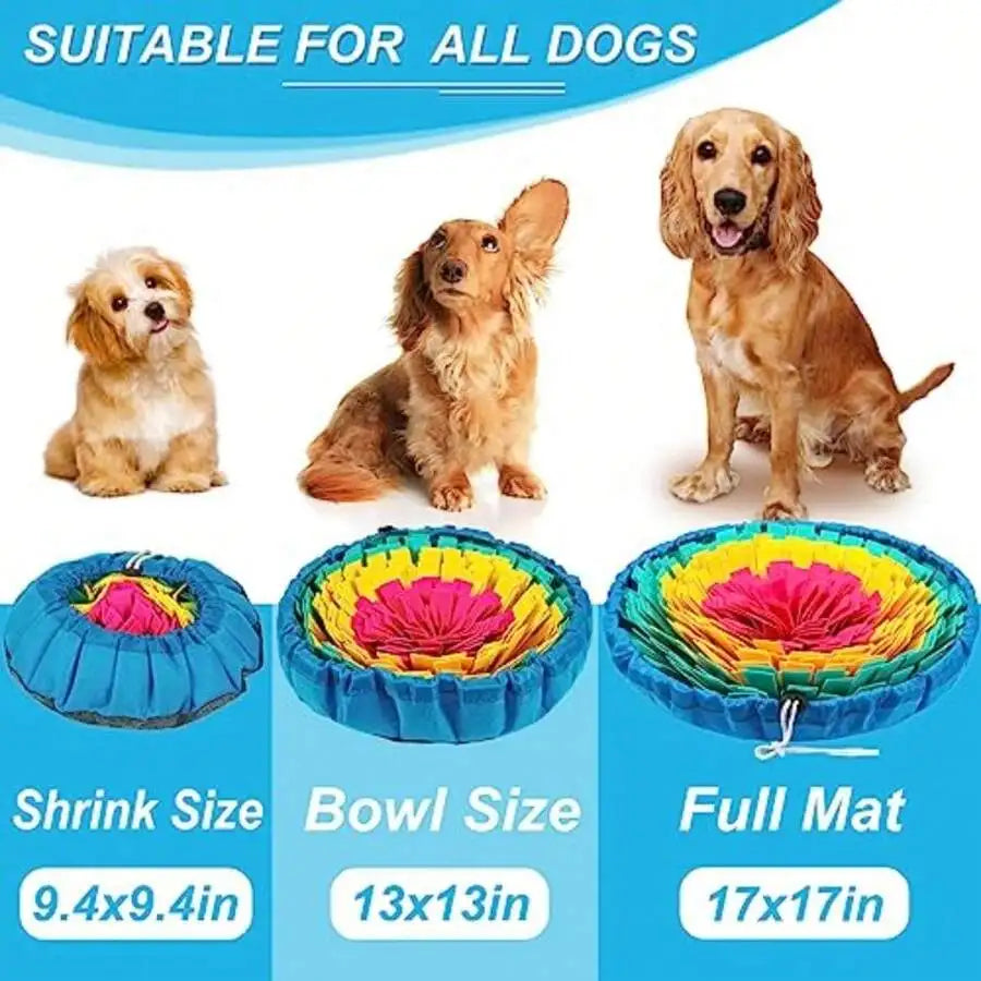 Snuffle Mat For Dogs Adjustable Dog Puzzle Toys Sniff Mat Interactive Enrichment Toys For Slow Eating And Mental Stimulation Red Yellow Blue