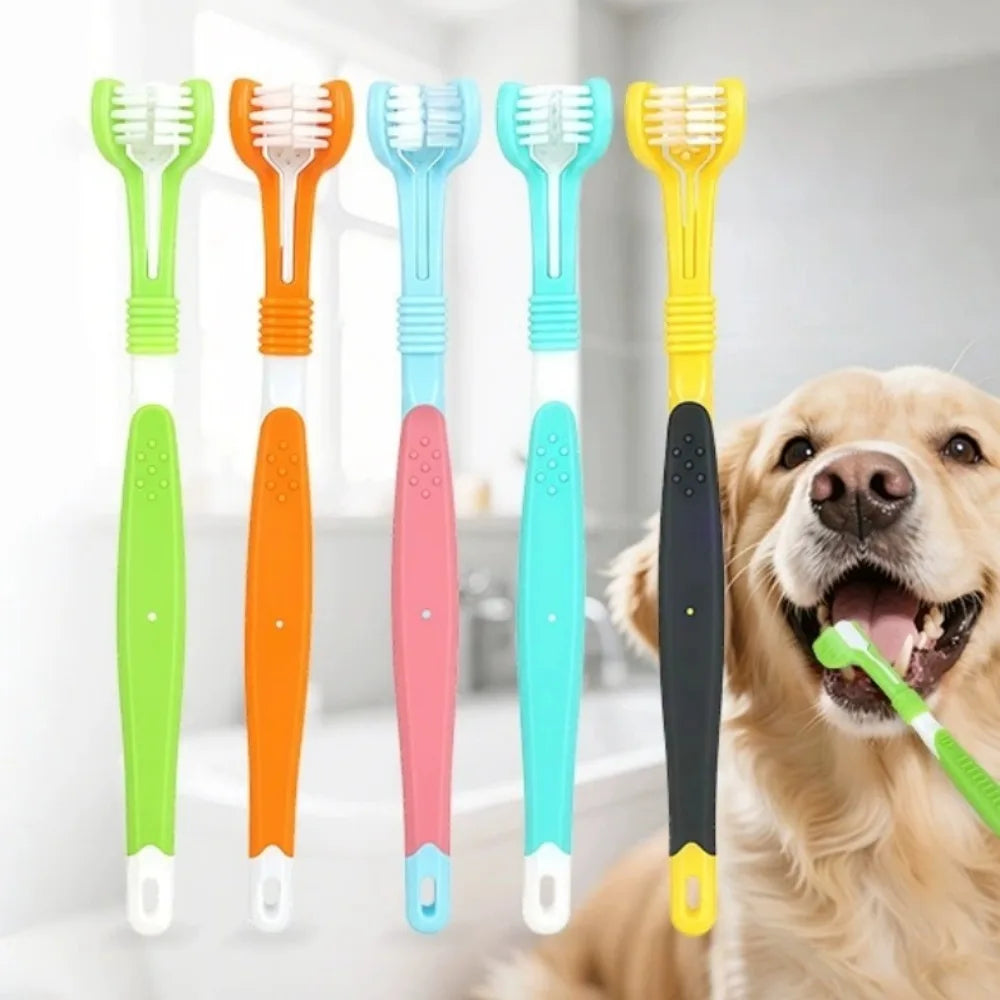 3-Sided Pet Toothbrush Dog Plastic  Tartar Cleaning