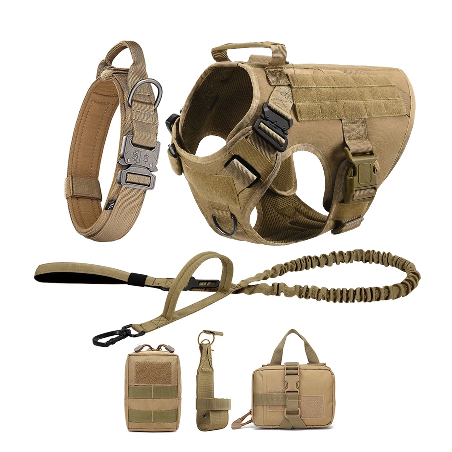 Tactical Dog Harness  Leash Molle Pouches For Medium Large Dogs, German Shepherd Training Walking Vest, Dog Harnesses