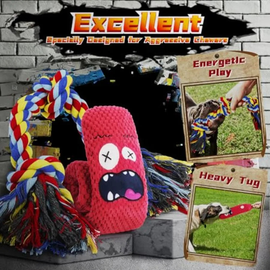 Heavy Duty Various Dog Chew Toys for Aggressive Chewers 9 Pack Indestructible Large Dog Toys Include Tug Chew and Rope Toys