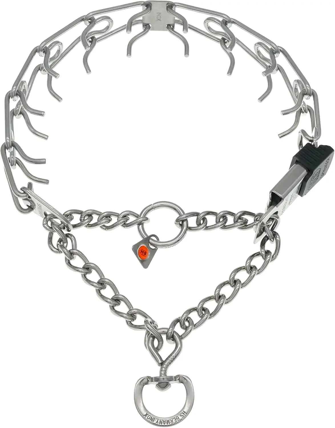 Stainless Steel Quick Release Dog Training Collar with ClicLock Buckle for Small Medium Large Dogs