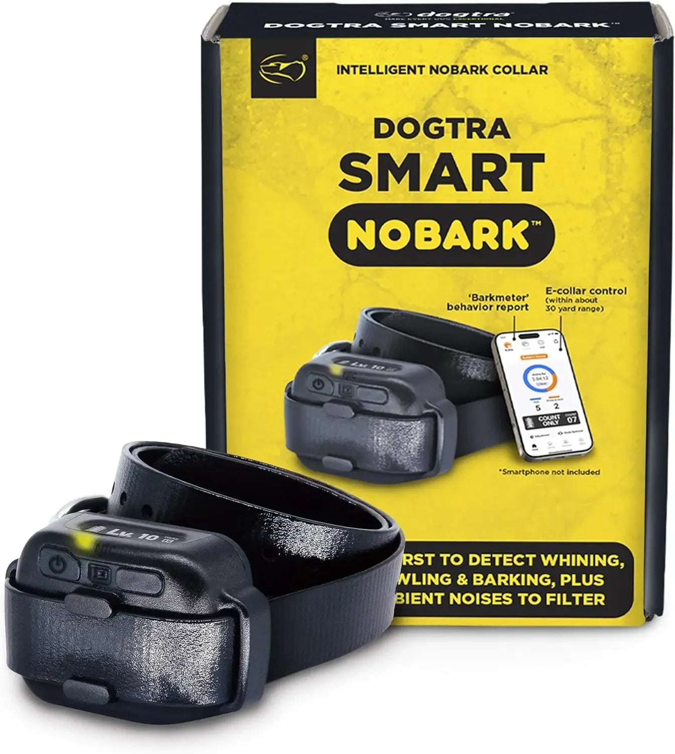hot-sellingSmart NOBARK Detects Whining and Barking, 33 ft Range App for Notifications, E-Collar, Behavior Report, Waterproof IP
