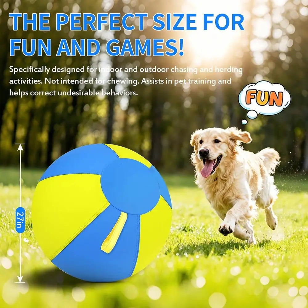 25 Inch Durable 1000D Cover Large Dog Herding Ball - Anti-Burst Interactive Toy with Handles for Large Breeds and Agility Training