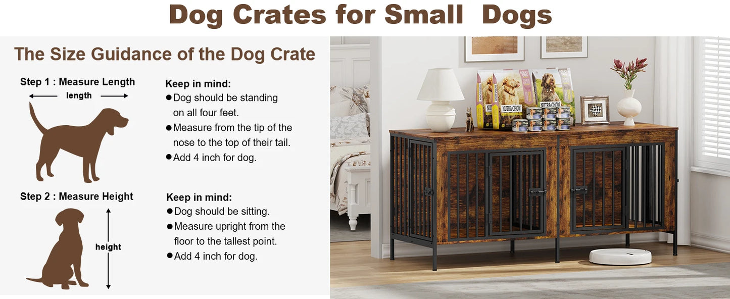 Heavy Duty Dog Crate Furniture for 1/2 Dogs,Multi-Functional Dog Kennel Table as TV Stand/Plant Stand,for Small Medium Large Dog