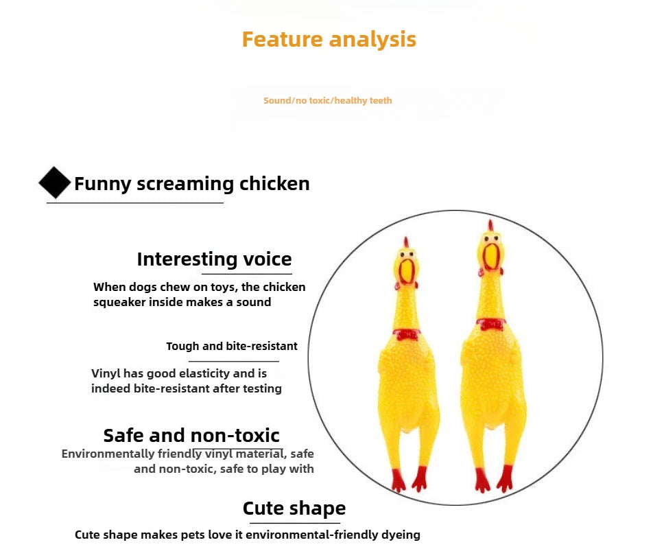 Squeaky Screaming Chicken Pet Toy Funny Molar Chew Rubber Toy Small Large Dog Pet Squeaker Chew Toys Funny Chicken Puppy 1 pcs