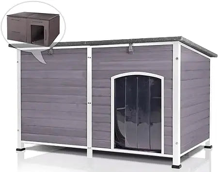 Large Dog House with Insulated Liner for Outdoor - Waterproof Outside Dog Kennel for Small, Medium, and Large Dog