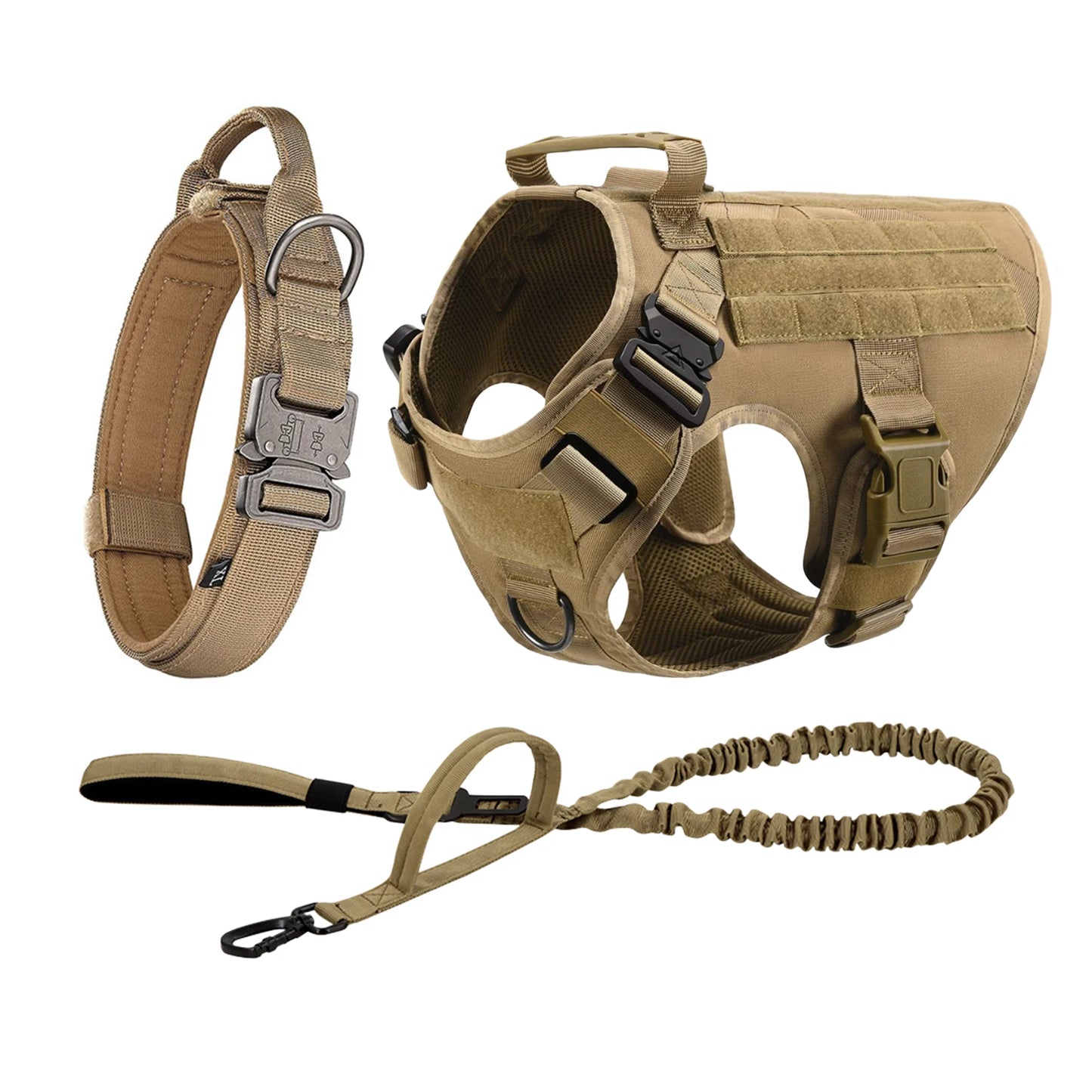 Tactical Dog Harness  Leash Molle Pouches For Medium Large Dogs, German Shepherd Training Walking Vest, Dog Harnesses