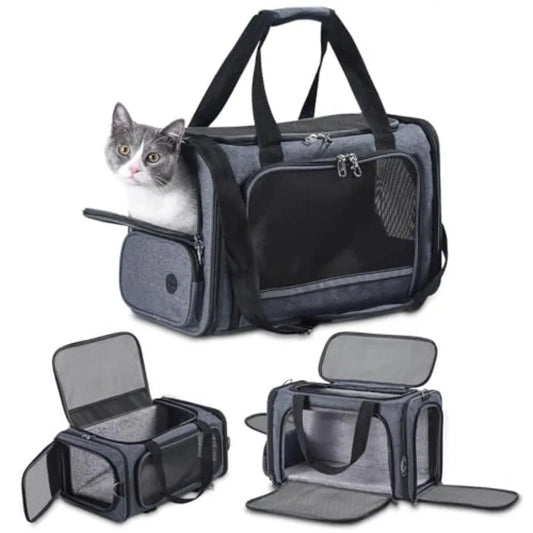 Airplane Approved Soft-Sided Cat Carrier for Travel Under Seat TSA Approved Pet Carrier Bag for Cats Dogs 17.5 x 8.5 x 11 inches