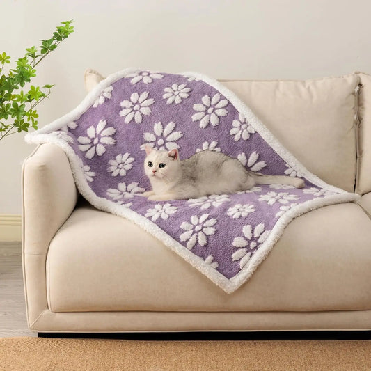 Cute 3D Flower Waterproof Dog Blanket, Soft Pet Furniture Protector for Bed Couch, 30x40" Purple