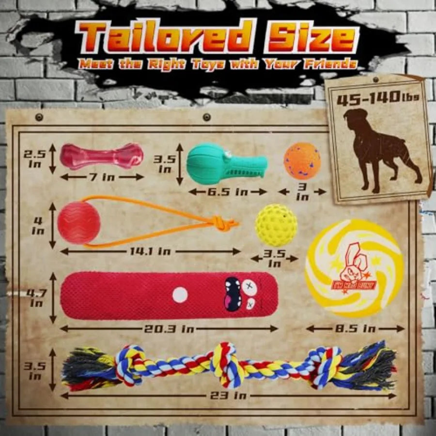 Heavy Duty Various Dog Chew Toys for Aggressive Chewers 9 Pack Indestructible Large Dog Toys Include Tug Chew and Rope Toys