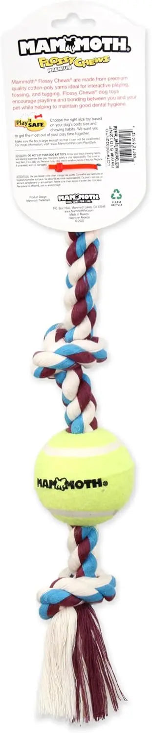 Premium Cotton-Poly Tug Toy for Medium Dogs, Interactive Rope with Tennis Ball - 20", Multi-Color