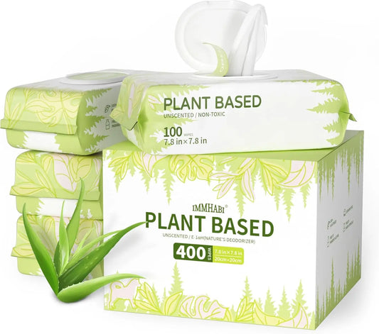 400 Count Unscented Plant-Based Pet Wipes for Paws, Butt & Anal Gland Care, Hypoallergenic Cleansing Wipes for Dogs & Cats
