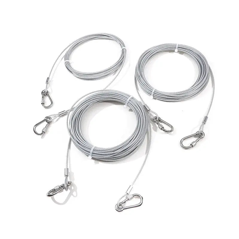 Double-headed Dog Tie Out Cable Leash ,traction rope with metal buckle steel wire anti-rust training collar, Outdoor Dogs Strap