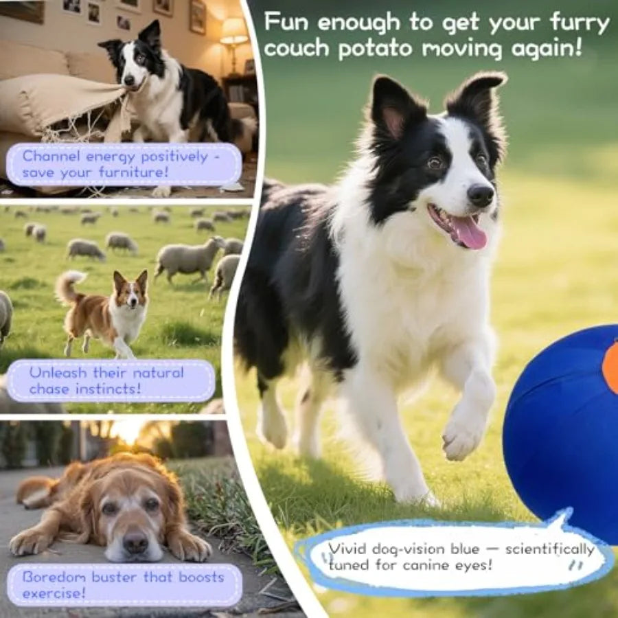 17.7" Herding Ball for Dogs Durable Horse Ball-Inspired Toy with Zippered Cover Fun Exercise Toys for Active Dogs and Backyard