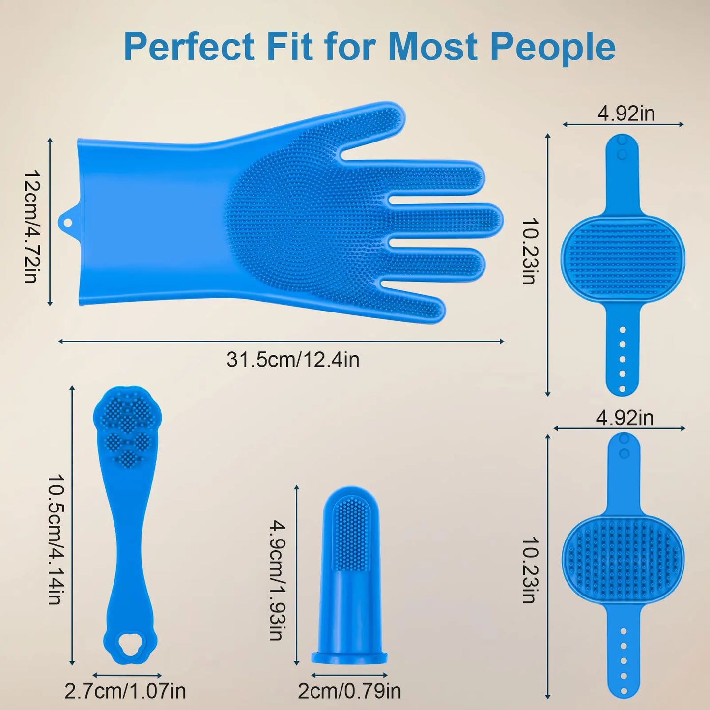 6PCS Pet Grooming Kit Silicone Dog Washing Gloves Dog Bath Brush Dog Toothbrush Finger Dog Shampoo Brush Dog Cat Bath Supplies