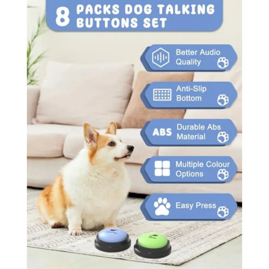 Dog Buttons for Communication 8 Dog Talking Button Set 30s Recordable Voice Pet Buzzer Training Buttons Speaking Button for Dog