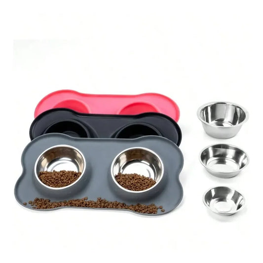 Medium No Spill Food Dish Set, Dishwasher , 2 Stainless Steel Puppy Bowls