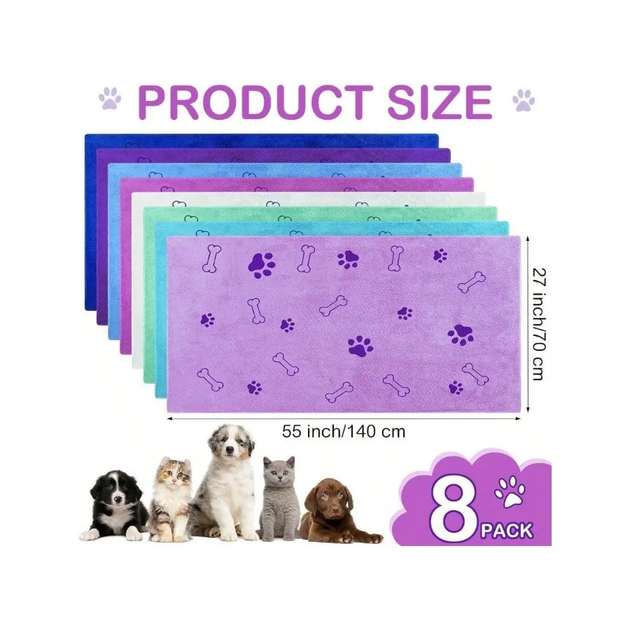 【New style】8 Pcs Dog Towels For Drying Dogs Cats Pet Towels Bulk Puppy Microfiber Quick Drying Paw Bath Bathing Plies Absorbent