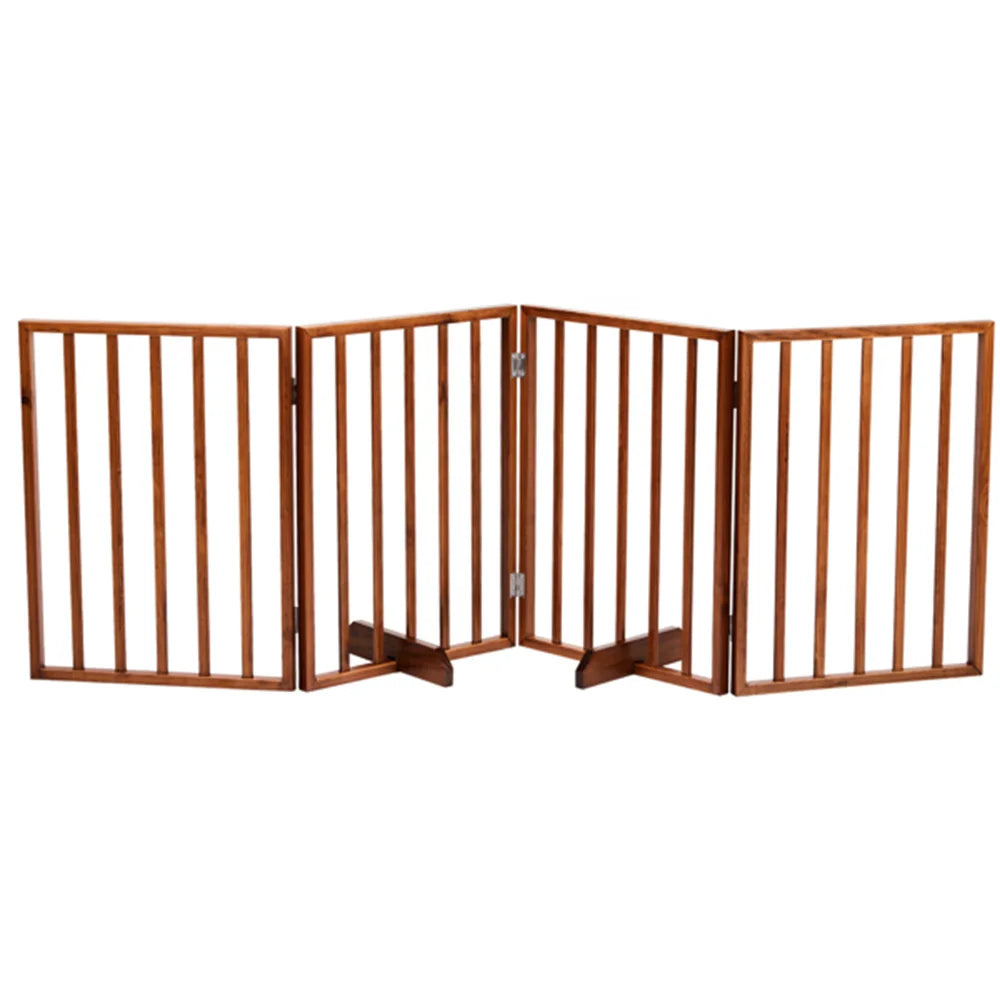 Wooden Foldable Freestanding Panel Pet Gate Dog Fence for Doorways, Stairs or House Folding Wooden Entryway Fence