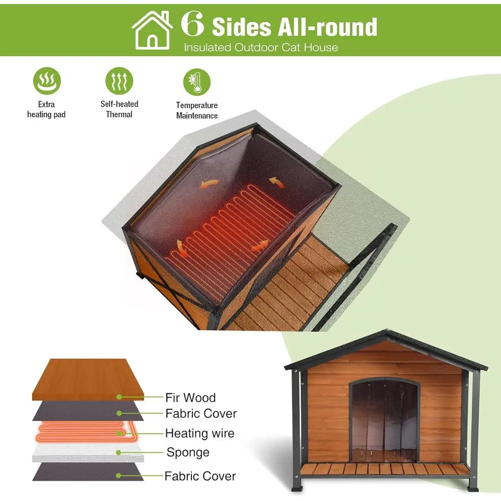Extra Large Heated Dog House for Outside XL Insulated Dog House Outdoor Weatherproof Dog Kennel with Thermostat-Controlled Heati