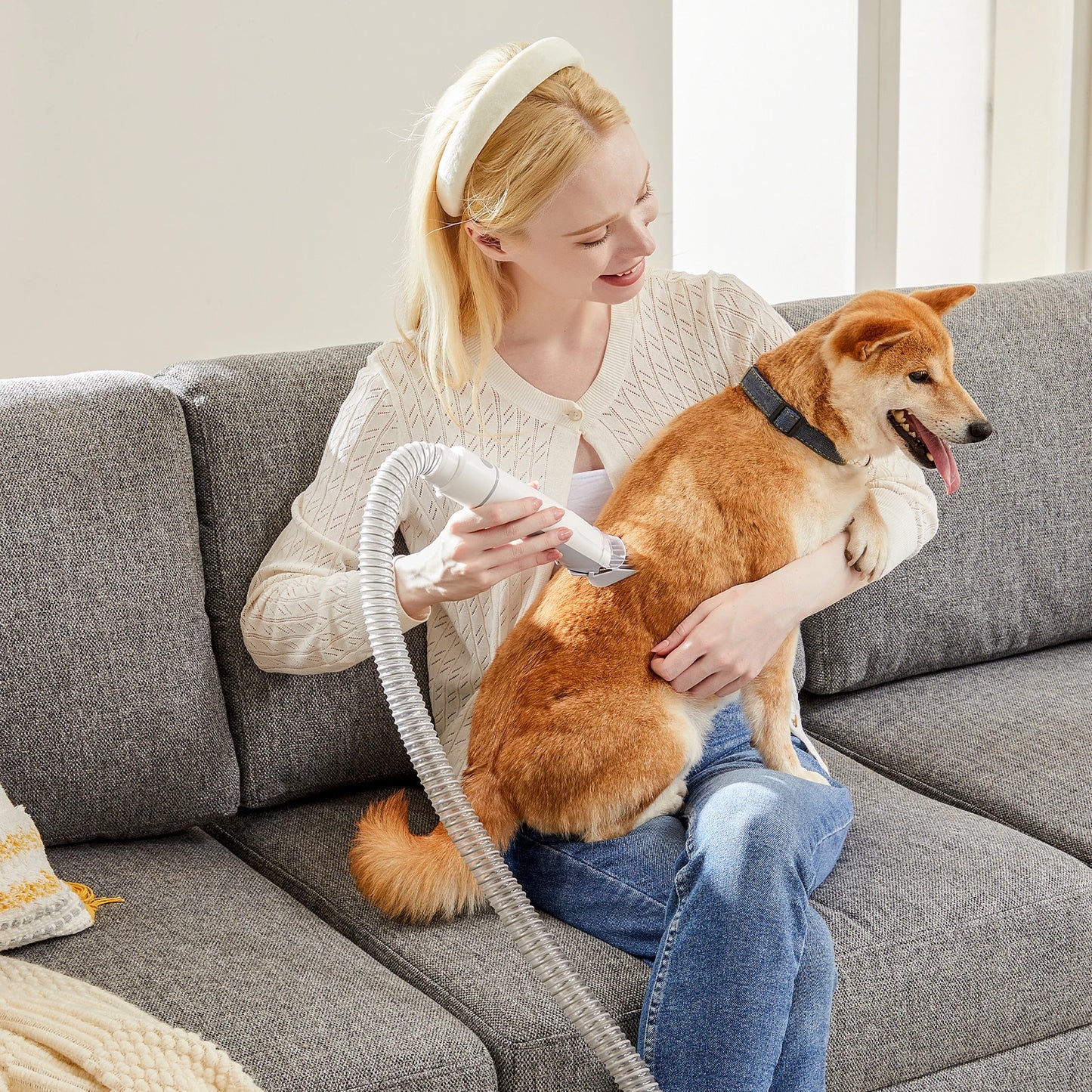 2.5L Professional Pet Grooming Vacuum Kit 3 Suction Modes and 5 Groomer Tools with Cordless Low Noise Dog Clippers