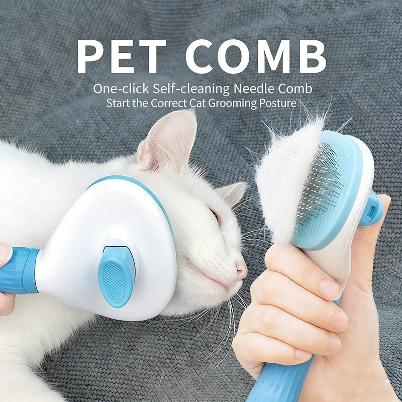 Pet One Button Self Cleaning Slicker Brush Automatic Hair Remover Comb Dog Cat Massage Needle Comb For Pet