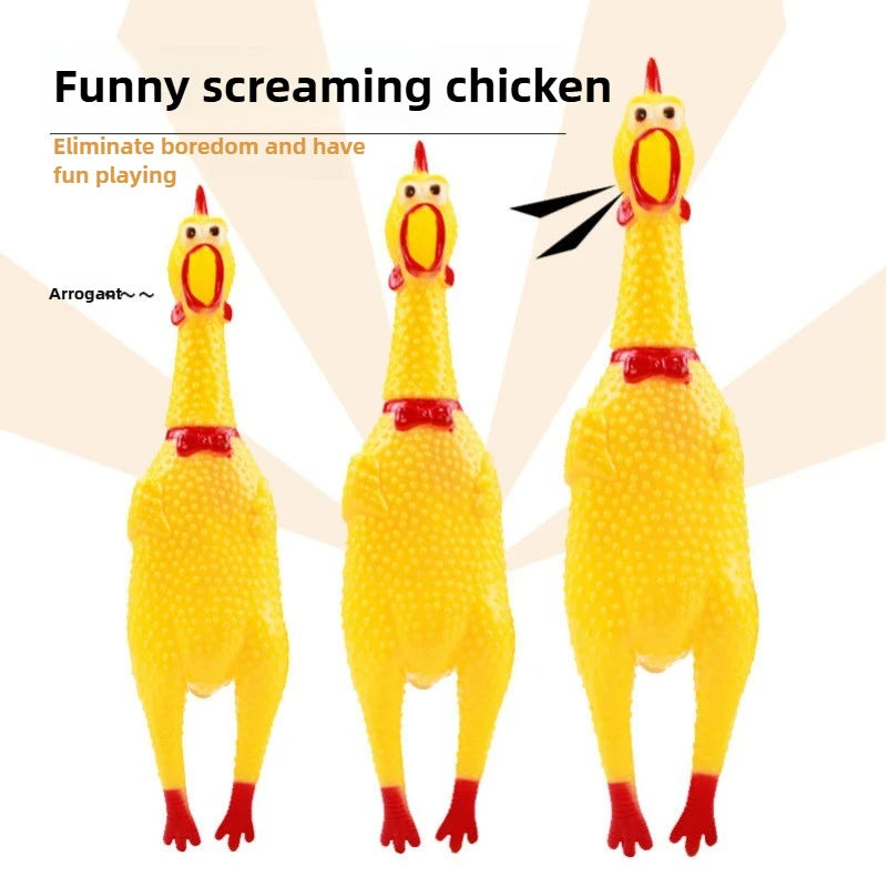 Squeaky Screaming Chicken Pet Toy Funny Molar Chew Rubber Toy Small Large Dog Pet Squeaker Chew Toys Funny Chicken Puppy 1 pcs