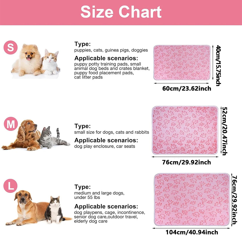 1pcs Ultra-Soft Paw Print Dog Blankets - Machine Washable, Cozy Pet Pillow Pads for Indoor & Outdoor Use - Ideal for Small to Large