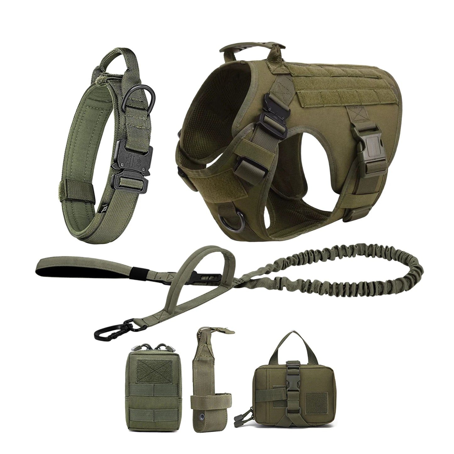 Tactical Dog Harness  Leash Molle Pouches For Medium Large Dogs, German Shepherd Training Walking Vest, Dog Harnesses