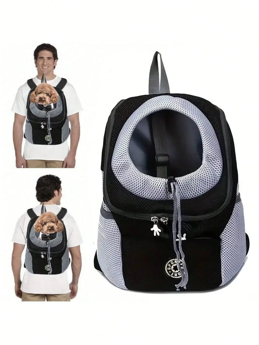 1pc Puppy Dog Front Carrier Pack, Pet Carrier Backpack For Small Medium Dogs Cats, Adjustable Breathable Dog Carrying Backpack For Hiking, Walking, Travel, Cycling And Outdoor Use