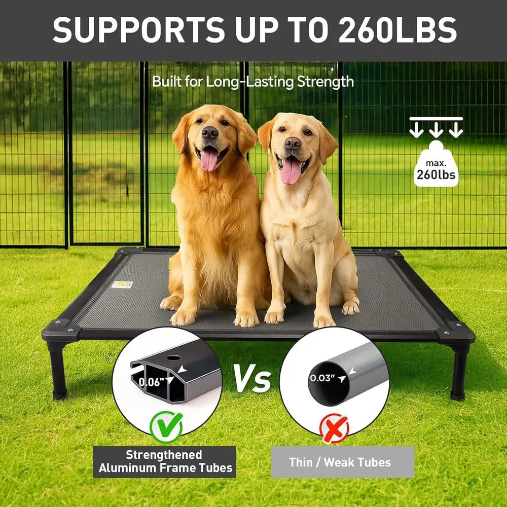 Elevated Outdoor Dog Cot for XL Dogs - Durable, Breathable, Waterproof, Easy to Clean