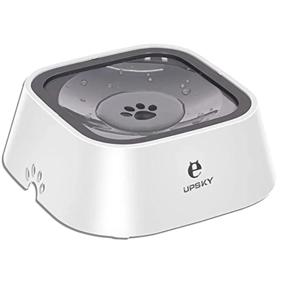 Spill Proof Pet Water Bowl Slow Water Feeder 35oz Feeder Bowl for Dogs and Cats Stainless Steel Gray Leak-Proof Design