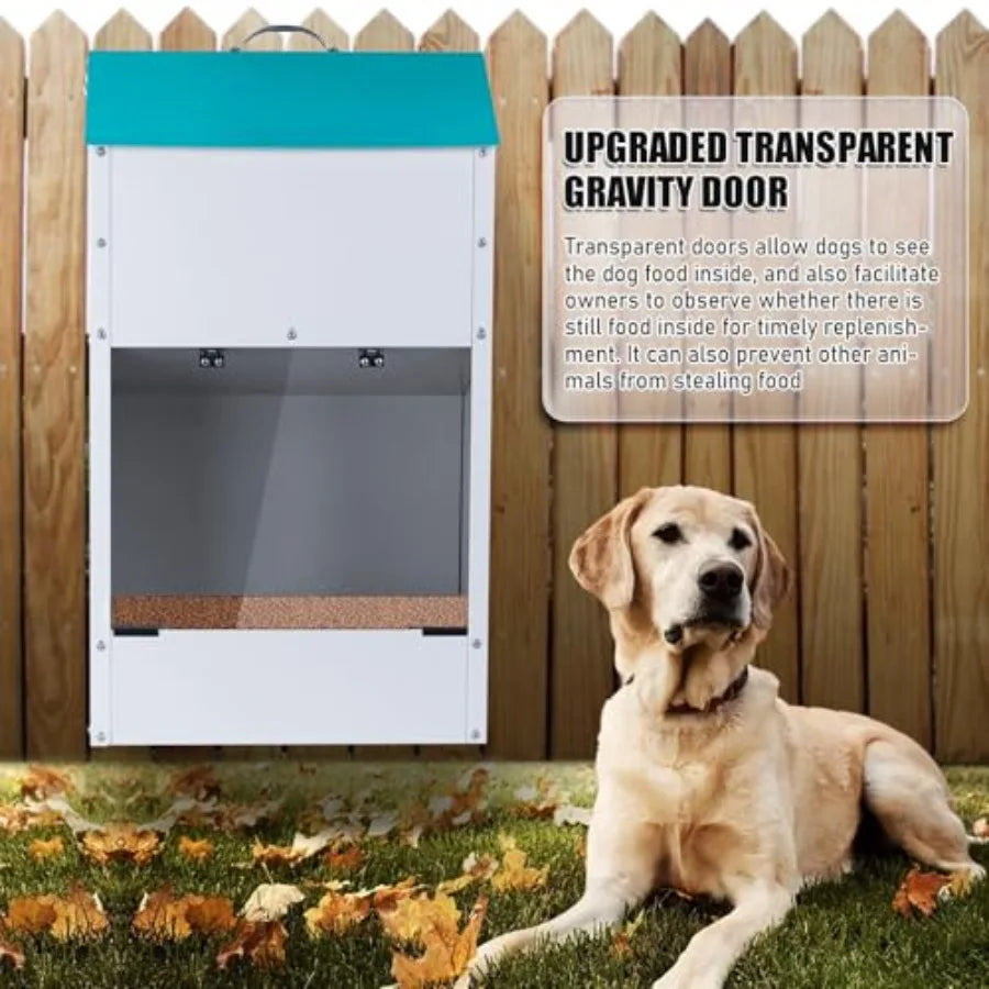 Automatic Dog Feeder for Large Dogs Outdoor 50Lbs Dog Food Dispenser Dog Feeding Station Galvanized Gravity Feeder Pet Feeder f