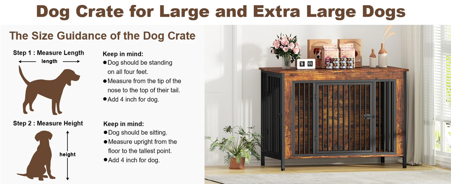 Heavy Duty Dog Crate Furniture for 1/2 Dogs,Multi-Functional Dog Kennel Table as TV Stand/Plant Stand,for Small Medium Large Dog