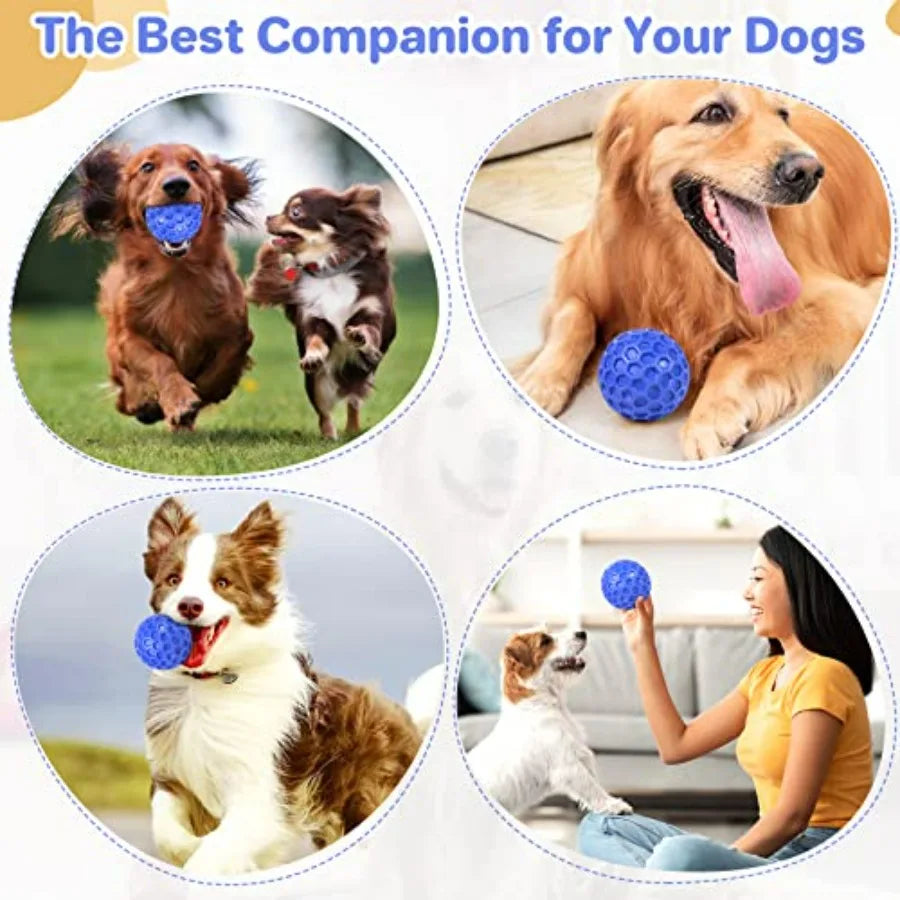 Indestructible Squeaky Dog Ball, Relieves Anxiety, Cleans Teeth, Interactive Chew Toy for Aggressive Chewers, Dog Toy for Breed