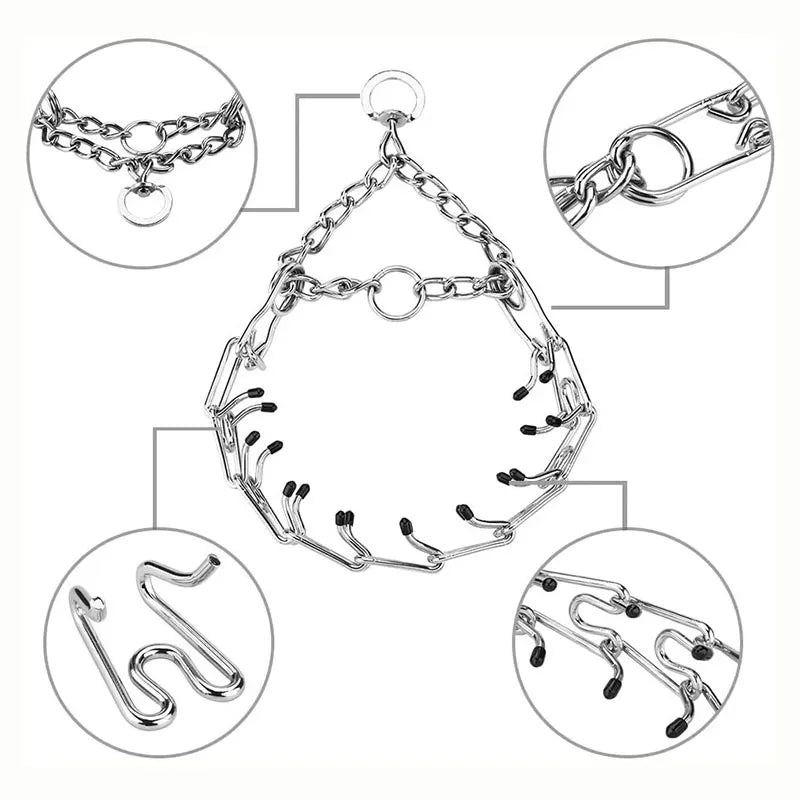 Effective Pinch Dog Training Collar With Comfort Rubber Tips Safe Adjustable Detachable Stainless Steel Pet Prong Collar