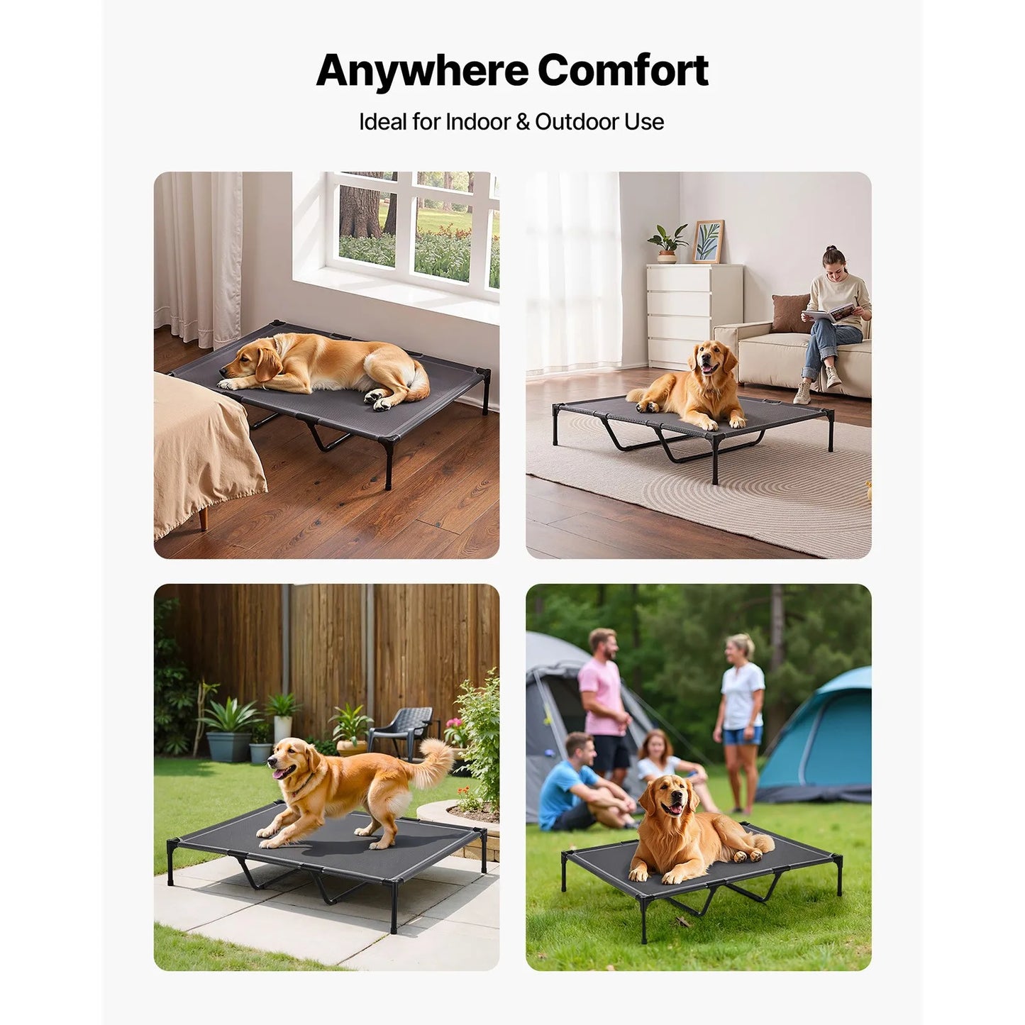 Elevated Dog Bed for Large Dog Portable Raised Dog Cot w/ Metal Frame XL