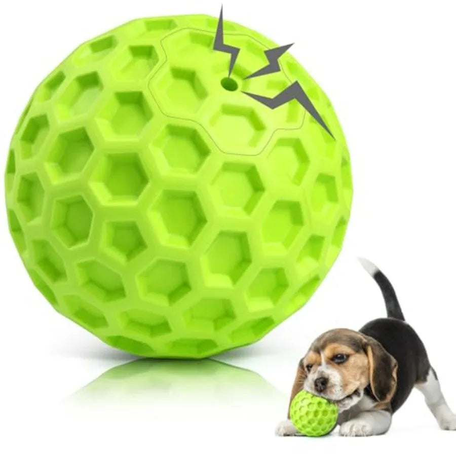 Indestructible Squeaky Dog Ball, Relieves Anxiety, Cleans Teeth, Interactive Chew Toy for Aggressive Chewers, Dog Toy for Breed