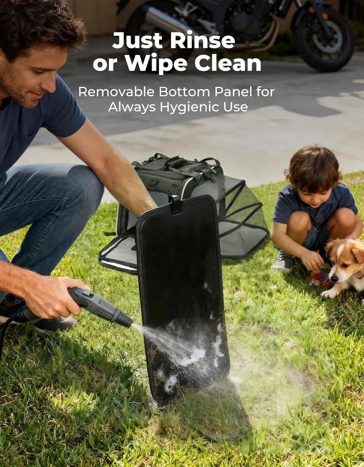 Motorcycle Dog Carrier Expandable, Airline Approved Pet Carrier for Small Dogs & Cats Under 17 lbs, Soft-Sided Travel Bag