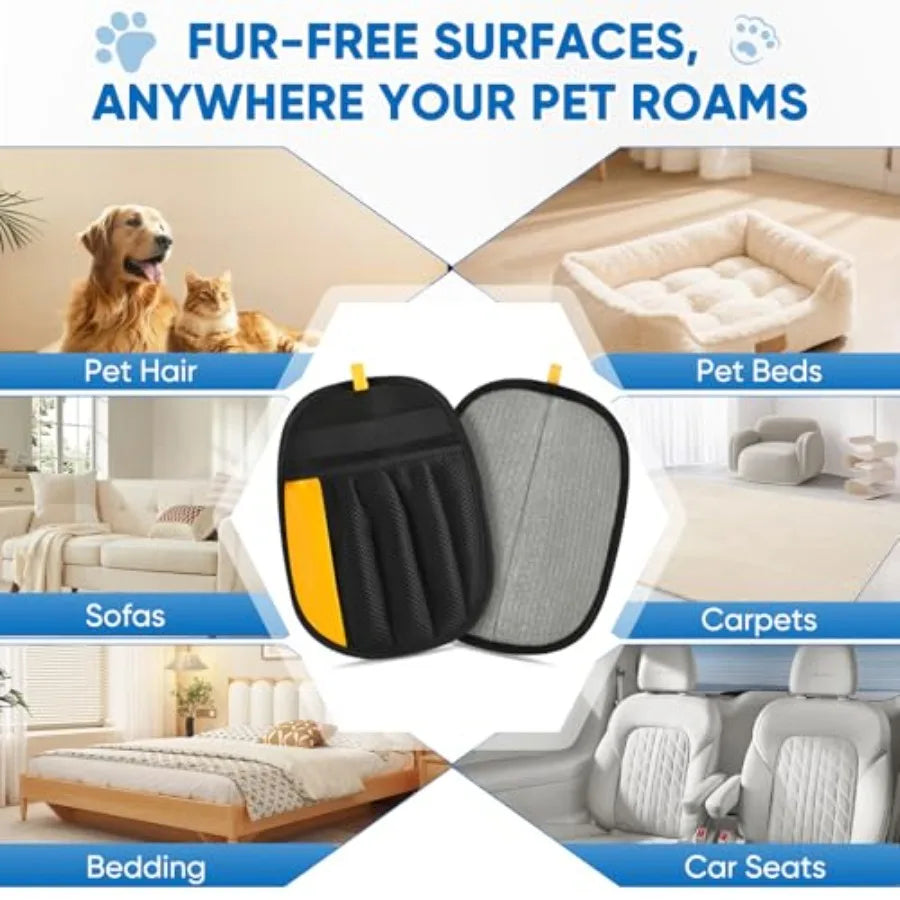 Five-Finger Electrostatic Pet Hair Removal Glove for Dogs Cats Reusable Quick-Clean Grooming Gloves for Furniture Laundry Carpe